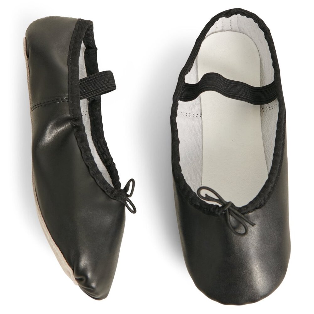 JUSTICE TODDLER GIRLS Black Ballet Dance Shoes Leather Sole SIZE 10 NEW